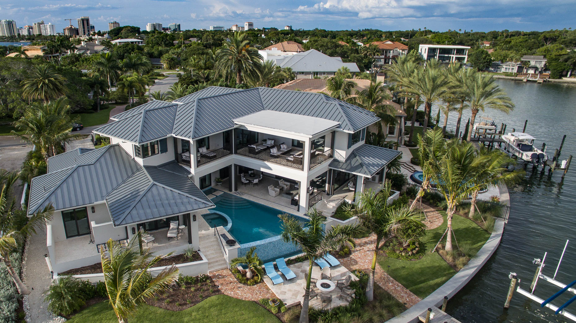 Aerial Custom Waterfront Home - Mark Borosch Photography - Sarasota, FL