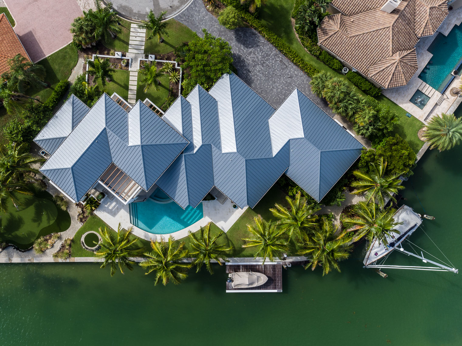 Aerial Custom Waterfront Home - Mark Borosch Photography - Sarasota, FL