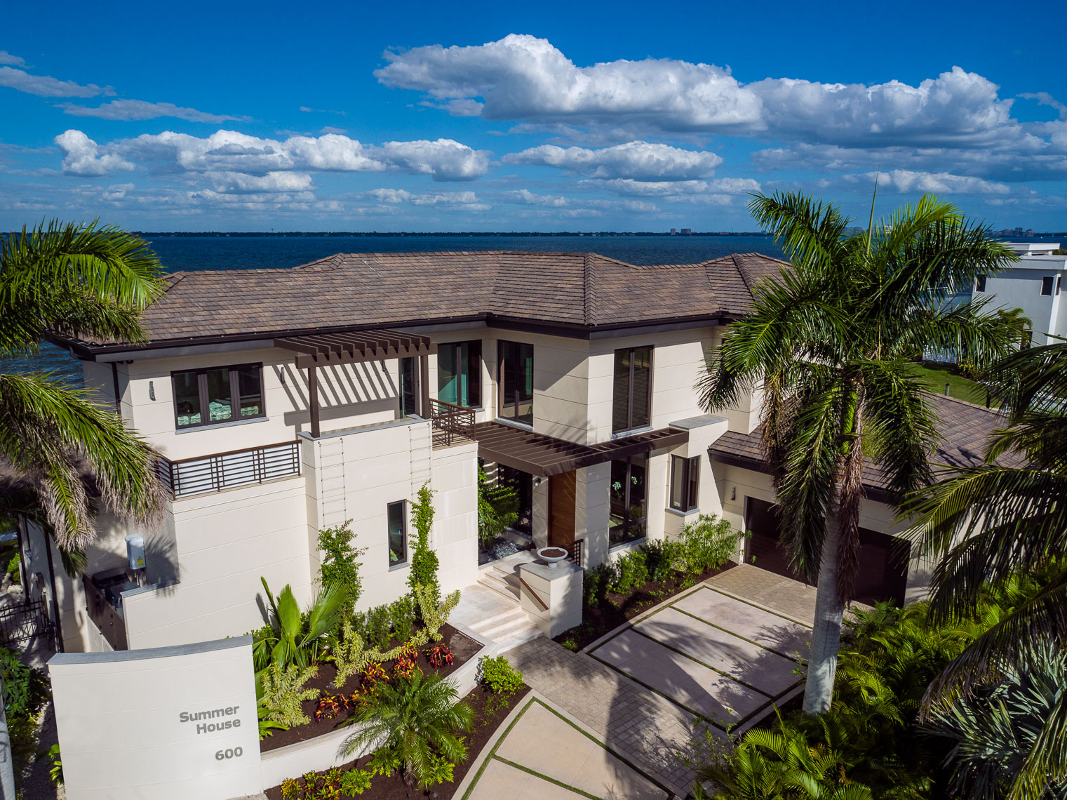 Aerial Custom Waterfront Home - Mark Borosch Photography - Longboat Key, FL